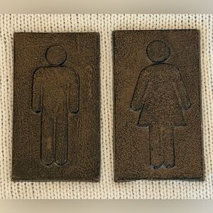 Man & Woman Cast Iron Plaques  NWOT